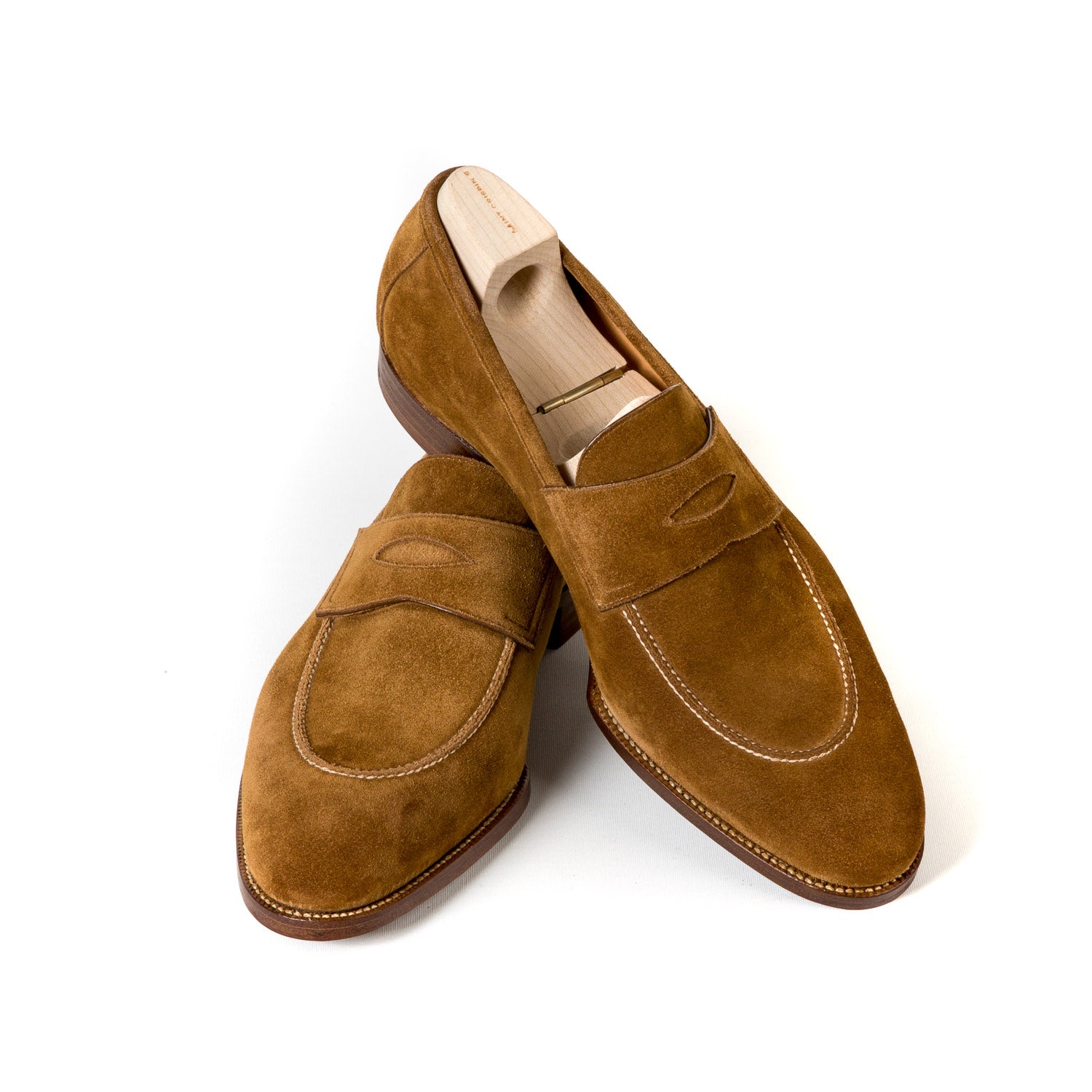 Loafer "Dress Penny" aus tabakbraunem Rauhleder - reine Handarbeit